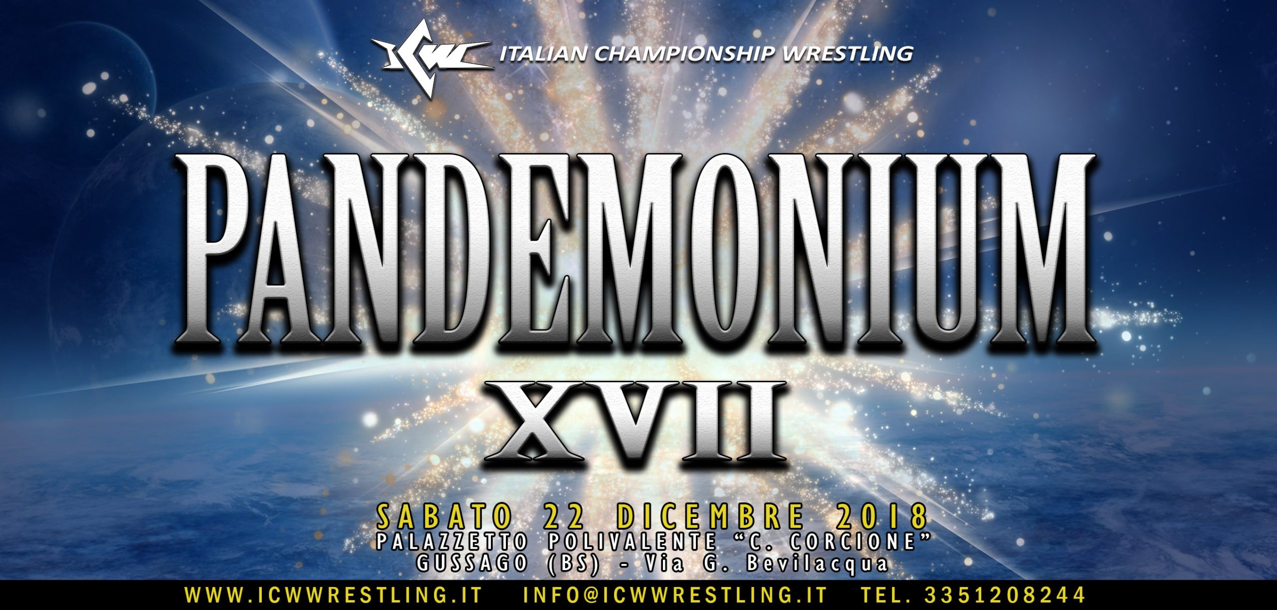 Il programma completo di ICW Pandemonium XVII: l’Evento di Wrestling dell’anno il 22 dicembre a Gussago