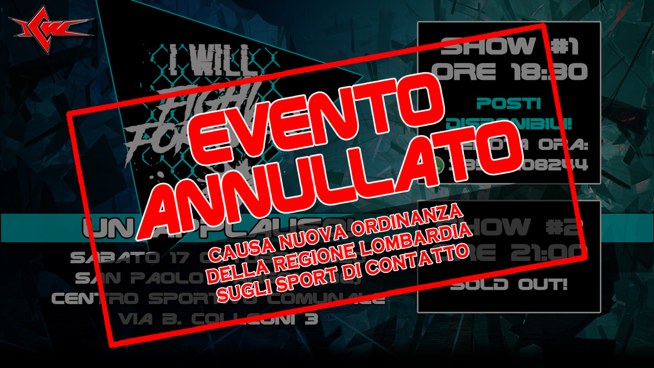 Annullato l’Evento ICW Fight Forever del 17 ottobre